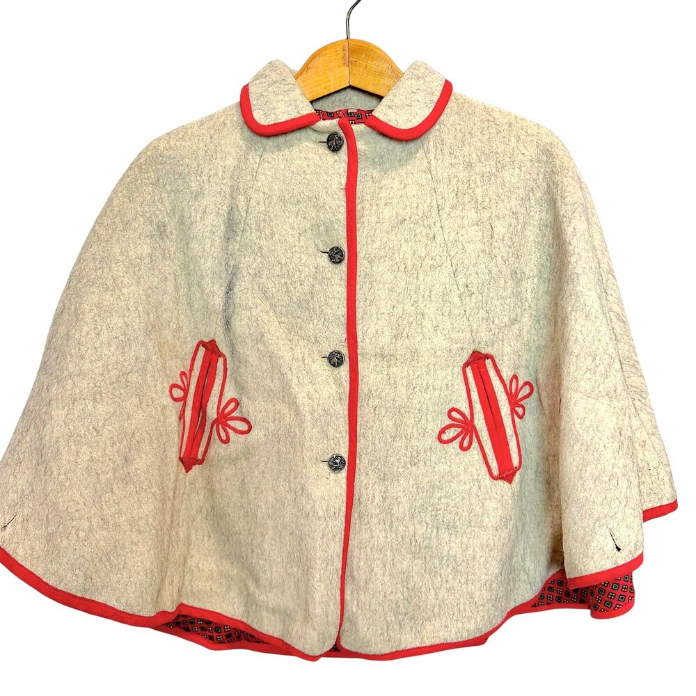Vintage Wool Ski Cape Austrian Nordic